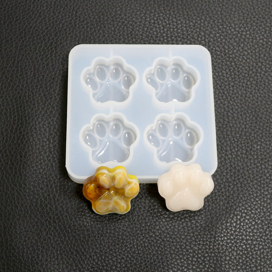 4-Cat Paw Silicone Mirror Crystal Resin Mold Pendant