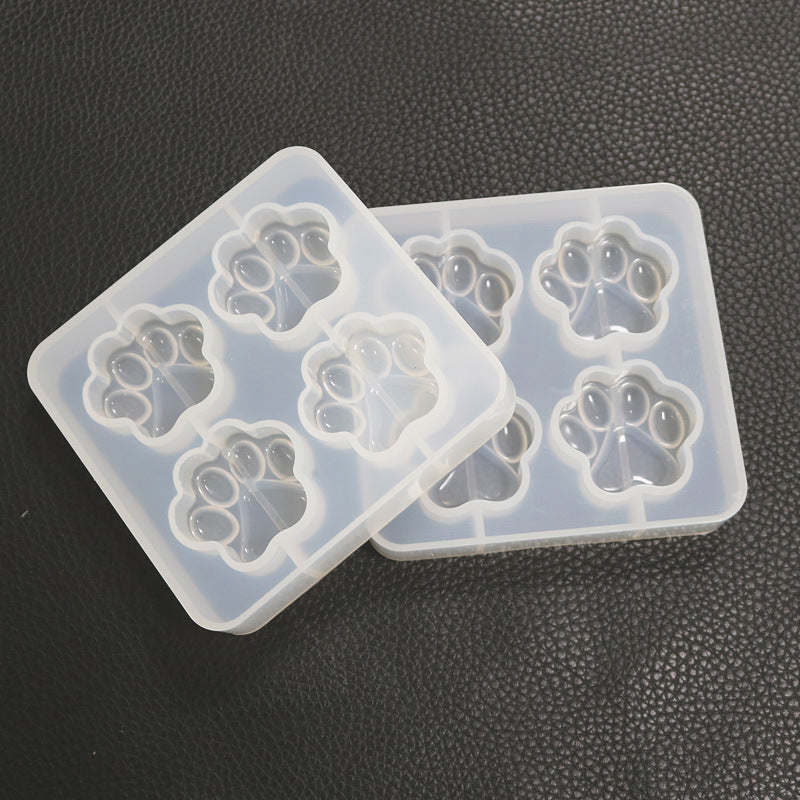 4-Cat Paw Silicone Mirror Crystal Resin Mold Pendant