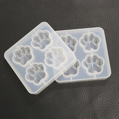 4-Cat Paw Silicone Mirror Crystal Resin Mold Pendant