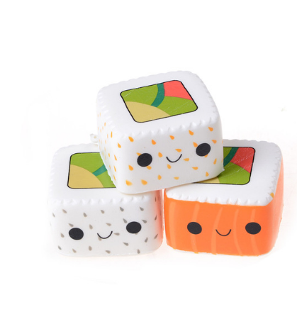 Squishy Realistic Square Sushi Stress Relief Keychain