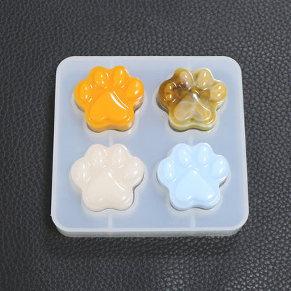 4-Cat Paw Silicone Mirror Crystal Resin Mold Pendant