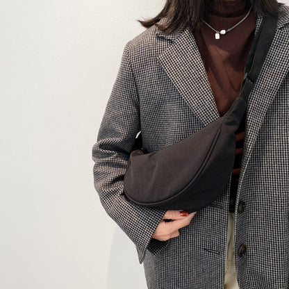 Large Capacity Solid Color Half Moon Waist Bag for Women