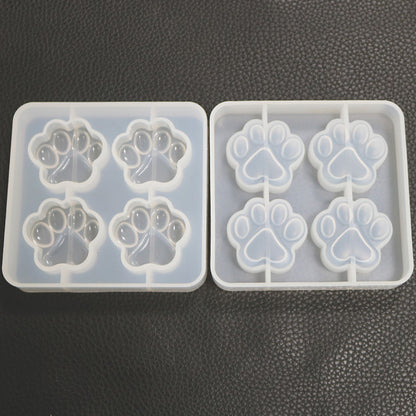 4-Cat Paw Silicone Mirror Crystal Resin Mold Pendant
