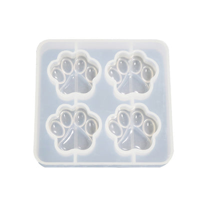 4-Cat Paw Silicone Mirror Crystal Resin Mold Pendant